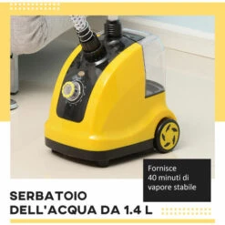HomCom Stiratrice A Vapore Verticale Professionale 1.4L 1800W, Giallo -Rowentus Negozio 10657268 4