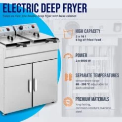 Friggitrice Elettrica Con Armadietto 2 X 16 Litri Acciaio Inox 2 X 6.000 Watt -Rowentus Negozio 14895736 3