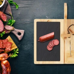 Relaxdays Affettatrice In Legno Per Salsicce, Affetta Salumi, Prosciutto E Formaggio, Tagliere In Ardesia, Naturale/Nero 11 Relaxdays Affettatrice In Legno Per Salsicce, Affetta Salumi, Prosciutto E Formaggio, Tagliere In Ardesia, Naturale/Nero -Rowentus Negozio 18812746 5