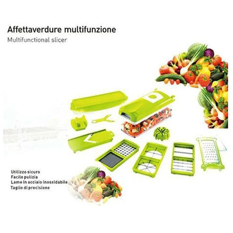 Affettaverdure Manuale Multifunzione Affettatrice Taglia Verdure Sminuzza Trita 6 Affettaverdure Manuale Multifunzione Affettatrice Taglia Verdure Sminuzza Trita - immagine 4