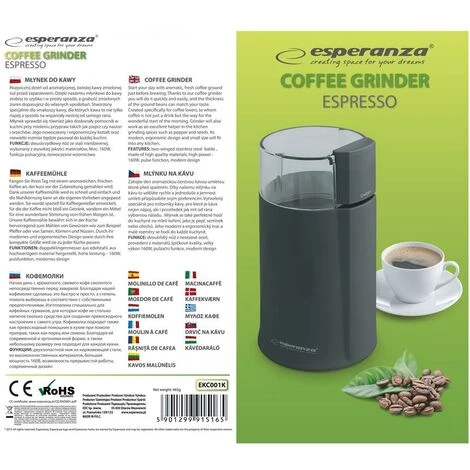 Esperanza Ekc001k Macinacaffè Nero 160 W 7 Esperanza Ekc001k Macinacaffè Nero 160 W - immagine 5