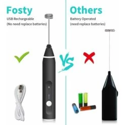 Montalatte Elettrico, Montalatte Ricaricabile USB 2 In 1 Montalatte Manuale A Batteria Per Caffè, Latte, Cappuccino, Fruste Per Le Uova -Rowentus Negozio 35578472 3