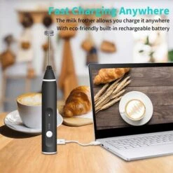 Montalatte Elettrico, Montalatte Ricaricabile USB 2 In 1 Montalatte Manuale A Batteria Per Caffè, Latte, Cappuccino, Fruste Per Le Uova -Rowentus Negozio 35578472 4