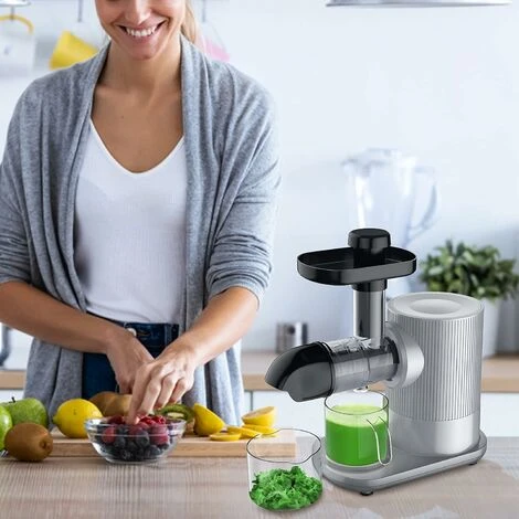 Estrattore Di Succo Frutta Verdure, Estrattore Lento, Estrattore Di Succo Senza Lame, Spremiagrumi Di Succo Fresco A Basso Rumore, Spremitura Lenta, 220-240V, 150W, Argento 4 Estrattore Di Succo Frutta Verdure, Estrattore Lento, Estrattore Di Succo Senza Lame, Spremiagrumi Di Succo Fresco A Basso Rumore, Spremitura Lenta, 220-240V, 150W, Argento - immagine 2