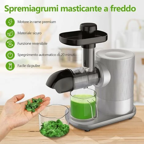 Estrattore Di Succo Frutta Verdure, Estrattore Lento, Estrattore Di Succo Senza Lame, Spremiagrumi Di Succo Fresco A Basso Rumore, Spremitura Lenta, 220-240V, 150W, Argento 5 Estrattore Di Succo Frutta Verdure, Estrattore Lento, Estrattore Di Succo Senza Lame, Spremiagrumi Di Succo Fresco A Basso Rumore, Spremitura Lenta, 220-240V, 150W, Argento - immagine 3