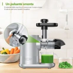 Estrattore Di Succo Frutta Verdure, Estrattore Lento, Estrattore Di Succo Senza Lame, Spremiagrumi Di Succo Fresco A Basso Rumore, Spremitura Lenta, 220-240V, 150W, Argento 10 Estrattore Di Succo Frutta Verdure, Estrattore Lento, Estrattore Di Succo Senza Lame, Spremiagrumi Di Succo Fresco A Basso Rumore, Spremitura Lenta, 220-240V, 150W, Argento -Rowentus Negozio 37329482 4