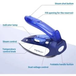 FERRO DA STIRO A VAPORE REGOLABILE CON PIASTRA IN ACCIAIO PIEGHEVOLE 1100W 80ML 11 FERRO DA STIRO A VAPORE REGOLABILE CON PIASTRA IN ACCIAIO PIEGHEVOLE 1100W 80ML -Rowentus Negozio 38285345 5