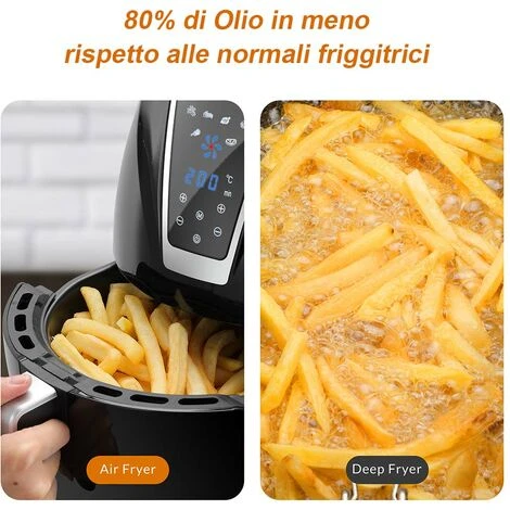 Friggitrice Aria Calda Digitale Senza Olio Airfryer 3,2 Lt Frigge Cuoce 1300W 4 Friggitrice Aria Calda Digitale Senza Olio Airfryer 3,2 Lt Frigge Cuoce 1300W - immagine 2