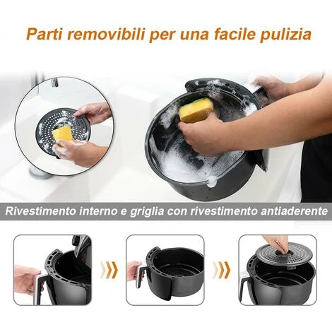 Friggitrice Aria Calda Digitale Senza Olio Airfryer 3,2 Lt Frigge Cuoce 1300W 7 Friggitrice Aria Calda Digitale Senza Olio Airfryer 3,2 Lt Frigge Cuoce 1300W - immagine 5
