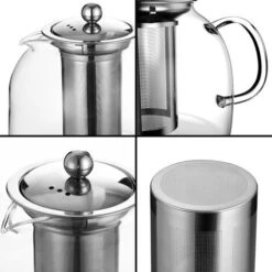 Monzana Teiera In Vetro 1,5L Con Infusore Teiera Vetro Colino Acciaio Inox Brocca Coperchio Lavabile Lavastoviglie -Rowentus Negozio 49789054 3