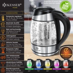 KESSER® 1.8L Bollitore In Acciaio Inox 2200W Funzione Di Riscaldamento Bollitore In Vetro TEST1 -Rowentus Negozio 51985286 5