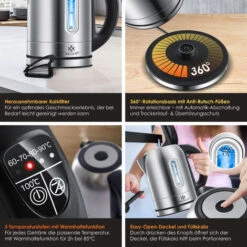 KESSER® Bollitore In Acciaio Inox Da 1,7 Litri 2200W Funzione Di Riscaldamento Con Selezione Della Temperatura Silber (de) 9 KESSER® Bollitore In Acciaio Inox Da 1,7 Litri 2200W Funzione Di Riscaldamento Con Selezione Della Temperatura Silber (de) -Rowentus Negozio 51985291 3