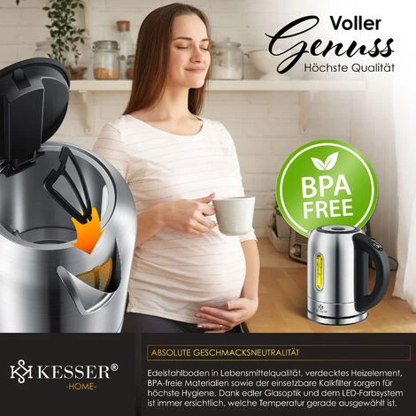 KESSER® Bollitore In Acciaio Inox Da 1,7 Litri 2200W Funzione Di Riscaldamento Con Selezione Della Temperatura Silber (de) 6 KESSER® Bollitore In Acciaio Inox Da 1,7 Litri 2200W Funzione Di Riscaldamento Con Selezione Della Temperatura Silber (de) - immagine 4