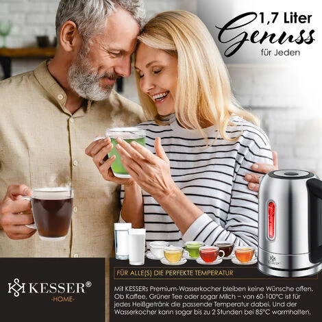 KESSER® Bollitore In Acciaio Inox Da 1,7 Litri 2200W Funzione Di Riscaldamento Con Selezione Della Temperatura Silber (de) 7 KESSER® Bollitore In Acciaio Inox Da 1,7 Litri 2200W Funzione Di Riscaldamento Con Selezione Della Temperatura Silber (de) - immagine 5