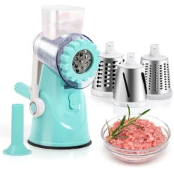 Todeco Affetta Mandolino Manuale Multifunzione 5 In 1, Grattugia, Grattugia Formaggio, Tagliaverdure, Salsiccia, Con 3 Lame Rotanti In Acciaio Inox, Cetriolo, Frutta A Guscio, Aglio