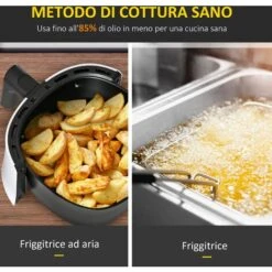 HOMCOM Friggitrice Ad Aria Da 2.5L 1300W Con 7 Menu Preimpostati, Pannello LED E Cestello Incluso, 33.9x24.9x29.9cm, Bianca E Nera -Rowentus Negozio 55054559 5