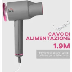 HOMCOM Ferro Da Stiro Verticale, Stiratrice A Vapore Regolabile Con Accessori Inclusi, Pieghevole, Portatile E Da Viaggio -Rowentus Negozio 55054562 5