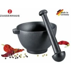 MORTAIO CON PESTELLO IN GHISA CON TRATTAMENTO ALIMENTARE ZASSENHAUS GERMANY