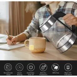 Bollitore Elettrico In Acciaio 2000W Scalda Bevande 1,7L Acqua Tisane Te Aigostar -Rowentus Negozio 58211916 5