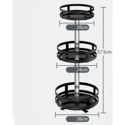 Supporto Dispenser Contenitore Portaspezie In Metallo 3 Ripiani Girevoli Rotondo -Rowentus Negozio 59587845 5