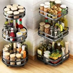 Supporto Dispenser Contenitore Portaspezie In Metallo 3 Ripiani Girevoli Quadrat -Rowentus Negozio 59587848 5