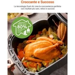 ULTENIC K10 - Friggitrice Ad Aria Calda K10, Ultenic Friggitrice Senza Olio, 5L Air Fryer, Ricette Italiane Online, LED,1500W, Preriscaldamento Per Patatine Fritte/Pizza -Rowentus Negozio 60255365 2