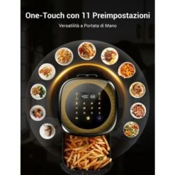 ULTENIC K10 - Friggitrice Ad Aria Calda K10, Ultenic Friggitrice Senza Olio, 5L Air Fryer, Ricette Italiane Online, LED,1500W, Preriscaldamento Per Patatine Fritte/Pizza -Rowentus Negozio 60255365 3
