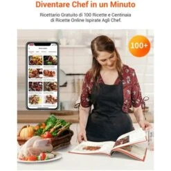 ULTENIC K10 - Friggitrice Ad Aria Calda K10, Ultenic Friggitrice Senza Olio, 5L Air Fryer, Ricette Italiane Online, LED,1500W, Preriscaldamento Per Patatine Fritte/Pizza -Rowentus Negozio 60255365 4
