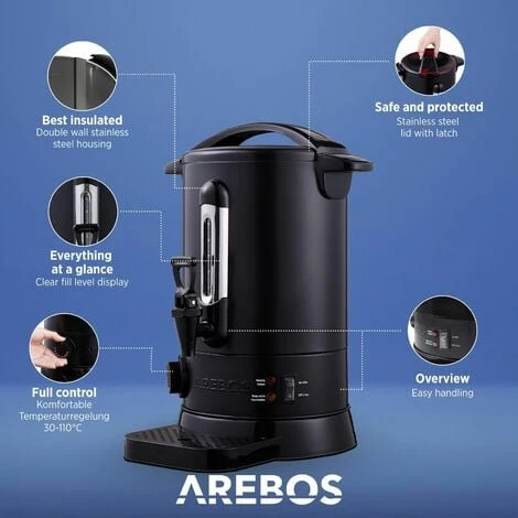 AREBOS Acqua Calda Tè Caffè Dispenser 6,8 L Scaldabagno Distributore Bevande Calde 950W 5 AREBOS Acqua Calda Tè Caffè Dispenser 6,8 L Scaldabagno Distributore Bevande Calde 950W - immagine 3