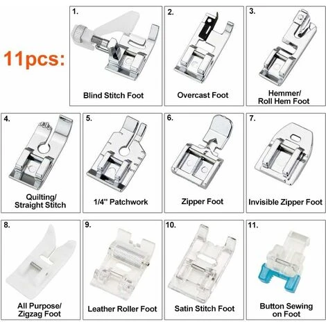 11 Pezzi Piedini, Kit Macchina Da Cucire Piedini Di Ricambio Accessori Per Alcuni Modelli Di Macchine Da Cucire Brother Singer Janome Toyota Per La Casa 4 11 Pezzi Piedini, Kit Macchina Da Cucire Piedini Di Ricambio Accessori Per Alcuni Modelli Di Macchine Da Cucire Brother Singer Janome Toyota Per La Casa - immagine 2