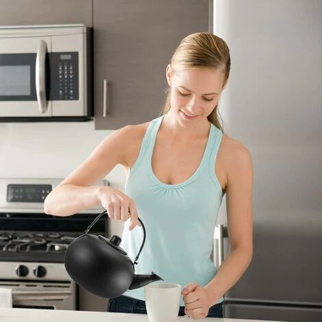 Tè Nero Teiera In Acciaio Inox Con Fornello A Bollitore Con Infusore E Manico Per Il Riscaldamento Dell'acqua Bollente Utensili 22X20X17CM 6 Tè Nero Teiera In Acciaio Inox Con Fornello A Bollitore Con Infusore E Manico Per Il Riscaldamento Dell'acqua Bollente Utensili 22X20X17CM - immagine 4