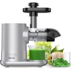 RELAX4LIFE Estrattore Di Succo A Freddo, Estrattore Silenzioso Per Frutta E Verdura, Spremitura Lenta, Per Conservare Vitamine Naturali, Corpo In PP, Centrifuga Elettrica In Acciaio, Argento, 150 W -Rowentus Negozio 67415275 3