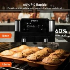 ULTENIC K20 - Friggitrice Ad Aria Senza Olio - Doppio Scomparto 3.8L*2- Touch Screen - Ricette Online -Rowentus Negozio 68980639 2