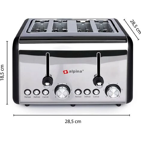 Alpina Tostapane 4 Fette Di Pane 6 Livelli Di Doratura Scongelamento Riscaldamento 4 Alpina Tostapane 4 Fette Di Pane 6 Livelli Di Doratura Scongelamento Riscaldamento - immagine 2