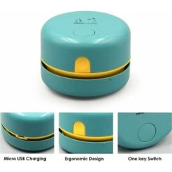 Mini Aspirapolvere Da Tavolo Senza Fili, Aspirapolvere Da Tavolo Portatile Rotante A 360° Con USB Ricaricabile Per Rimuovere Briciole, Polvere E Cenere Da Tavolo, Scrivania E Tastiera -Rowentus Negozio 69714464 5