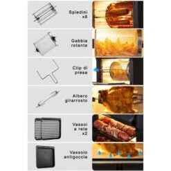 PremierTech Friggitrice Ad Aria Da 12 Litri, 12 Funzioni, Touch Screen, Timer , Acciaio Inox - PT12LAF -Rowentus Negozio 70294367 4