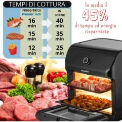 PremierTech Friggitrice Ad Aria Da 12 Litri, 12 Funzioni, Touch Screen, Timer , Acciaio Inox - PT12LAF -Rowentus Negozio 70294367 5