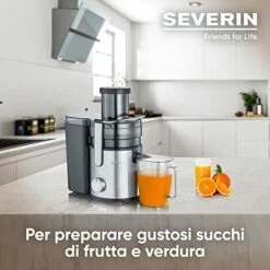 Severin ES 3570 Centrifuga Compatta 800W Con Tubo Di Riempimento XXL E 2 Velocità, Centrifuga Elettrica Con Capacità Succo 1.1 L E 2.5 L Di Polpa, Centrifuga Frutta E Verdura, Nero -Rowentus Negozio 70774464 3