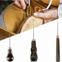 3 Pezzi In Pelle Punteruolo Strumento Per Cucire, Punteruolo In Pelle, Punteruolo In Legno, Per Cucire In Pelle, Pelle Fatta A Mano Fai Da Te, 3 Forme -Rowentus Negozio 71374519 3