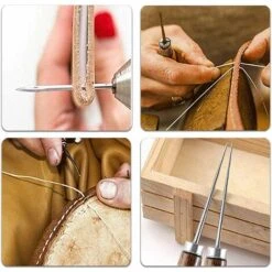 3 Pezzi In Pelle Punteruolo Strumento Per Cucire, Punteruolo In Pelle, Punteruolo In Legno, Per Cucire In Pelle, Pelle Fatta A Mano Fai Da Te, 3 Forme -Rowentus Negozio 71374519 4