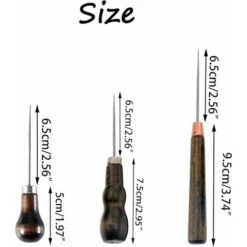 3 Pezzi In Pelle Punteruolo Strumento Per Cucire, Punteruolo In Pelle, Punteruolo In Legno, Per Cucire In Pelle, Pelle Fatta A Mano Fai Da Te, 3 Forme -Rowentus Negozio 71374519 5