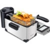 Aigostar Kenny - Friggitrice Ad Olio In Acciaio Inox 3 Litri Con Timer E Controllo Della Temperatura. Contenitore Rimovibile, Coperchio Di Visualizzazione E Cestello Per Friggere Con Ganci. 2200 W -Rowentus Negozio 72603428 1