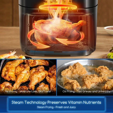 Aigostar Cube Melodia - Friggitrice Ad Aria + Vaporiera 2 In 1, Capacità 7 L , Touch Screen LED, 8 Programmi, 1700 W, Modalità Manuale. Funzione Di Pompaggio E Pulizia. Senza BPA. Ricettario Incluso 7 Aigostar Cube Melodia - Friggitrice Ad Aria + Vaporiera 2 In 1, Capacità 7 L , Touch Screen LED, 8 Programmi, 1700 W, Modalità Manuale. Funzione Di Pompaggio E Pulizia. Senza BPA. Ricettario Incluso - immagine 5