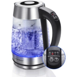 Aigostar Cris – Bollitore Elettrico In Vetro Borosilicato, 2200W, 1,7 Litri. Controllo Della Temperatura Variabile, Funzione Di Mantenimento Caldo. Incluso Un Filtro Staccabile, Illuminazione A LED.