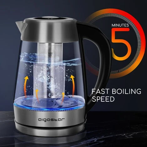 Aigostar Cris – Bollitore Elettrico In Vetro Borosilicato, 2200W, 1,7 Litri. Controllo Della Temperatura Variabile, Funzione Di Mantenimento Caldo. Incluso Un Filtro Staccabile, Illuminazione A LED. 6 Aigostar Cris – Bollitore Elettrico In Vetro Borosilicato, 2200W, 1,7 Litri. Controllo Della Temperatura Variabile, Funzione Di Mantenimento Caldo. Incluso Un Filtro Staccabile, Illuminazione A LED. - immagine 4