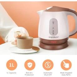 Aigostar Romeo 30HIP - Bollitore Elettrico, Bollitore Acqua Elettrico Piccolo Da 1100W, Capacità 1L, Ebollizione Veloce, Spegnimento Automatico, BPA Free, Marrone 10 Aigostar Romeo 30HIP - Bollitore Elettrico, Bollitore Acqua Elettrico Piccolo Da 1100W, Capacità 1L, Ebollizione Veloce, Spegnimento Automatico, BPA Free, Marrone -Rowentus Negozio 72603443 4