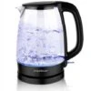 Aigostar Adam - Bollitore Acqua Elettrico In Vetro Borosilicato Con LED, 1,7 Litri, 2200W, Spegnimento Automatico, Filtro Anticalcare, , Base Di Rotazione A 360° In Acciaio Inox, Teiera Senza BPA Nero -Rowentus Negozio 72603444 1