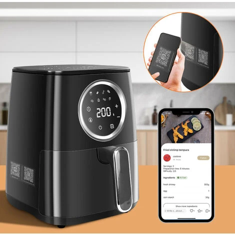 Aigostar Odin - Friggitrice Ad Aria, 8-in-1 Ricettario, Friggitrice Senza Olio Da 1400W, 4.2L, Touch Screen LED, Slot Raccogli Cavo, Senza BPA, Cestino Antiaderente Rimovibile, Nero 4 Aigostar Odin - Friggitrice Ad Aria, 8-in-1 Ricettario, Friggitrice Senza Olio Da 1400W, 4.2L, Touch Screen LED, Slot Raccogli Cavo, Senza BPA, Cestino Antiaderente Rimovibile, Nero - immagine 2