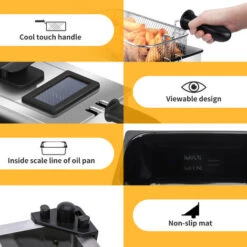 Aigostar Ushas 30HEZ - Friggitrice 2200Watts, Capacità 3Litri Con Finestra, Controllo Di Temperatura, Ciotola D'olio Removibile. Realizzata In Acciaio Inossidabile. Design Esclusivo. -Rowentus Negozio 72603479 4