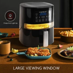 Aigostar Maha - Friggitrice Ad Aria 7 In 1 Da 4 L Con Finestra Di Visualizzazione Con Controllo Dell'illuminazione Indipendente, Cestello Antiaderente. Friggitrice Senza Olio 1600 W, Nero -Rowentus Negozio 72603506 3